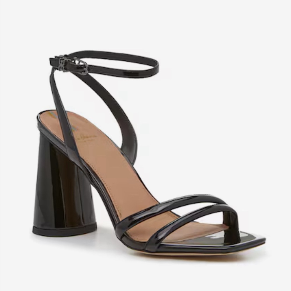 SAM EDELMAN Black Patent Leather Block Heel